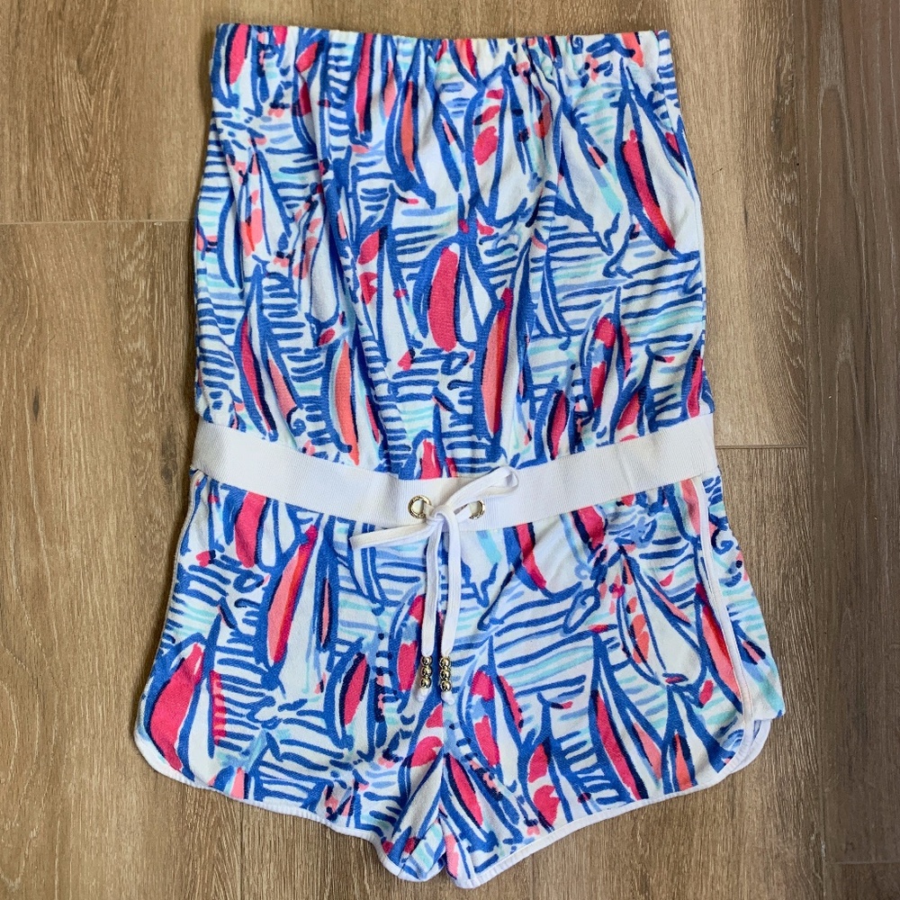 Lilly Pulitzer "Red Right Return" Beach Romper - L
